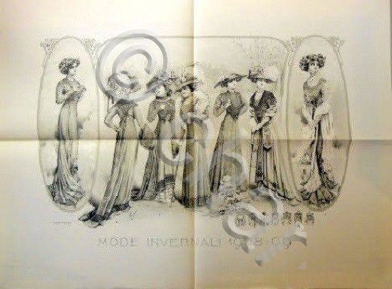 Stampa Litografia Moda Donna Figurino - Mode Invernali 1908 - …