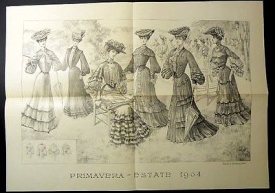 Stampa Litografia Moda Donna Figurino - Primavera Estate 1904