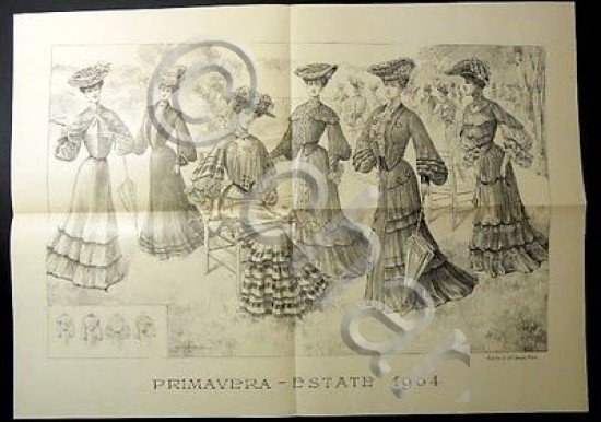 Stampa Litografia Moda Donna Figurino - Primavera Estate 1904