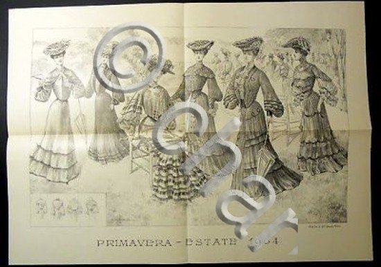 Stampa Litografia Moda Donna Figurino - Primavera Estate 1904