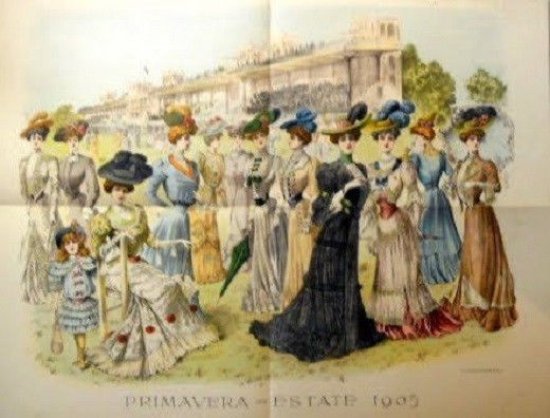 Stampa Litografia Moda Donna Figurino - Primavera Estate 1905