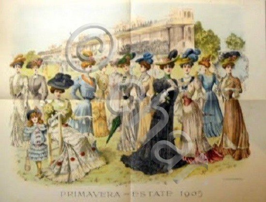 Stampa Litografia Moda Donna Figurino - Primavera Estate 1905