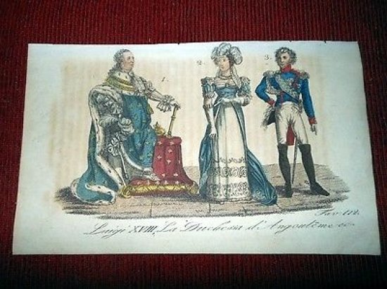 Stampa Storia Francia - Luigi XVIII , Duchessa di Angouleme …