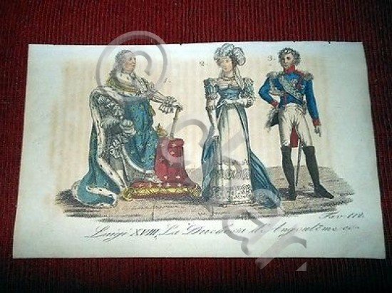 Stampa Storia Francia - Luigi XVIII , Duchessa di Angouleme …