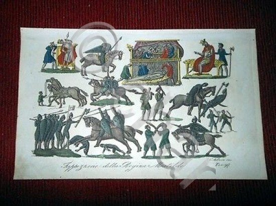 Stampa Storia Francia - Tappezzeria della Regina Matilde - incisore …