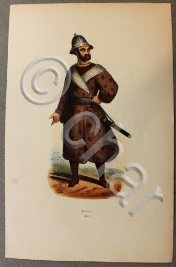 Stampa Usi Costumi - Asia - guerriero Eleuthe - 1858 …