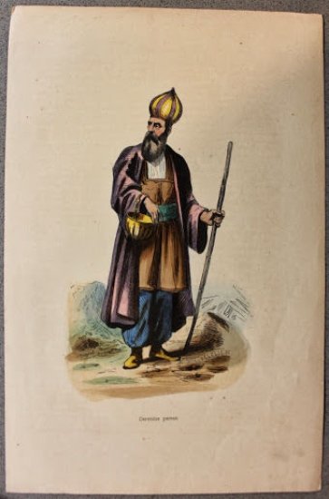Stampa Usi Costumi - Persia - religioso Derviche - 1858 ca
