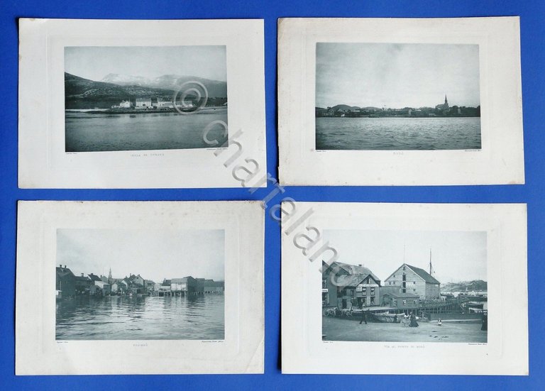 Stampe fotografiche  - Lotto di 4 stampe di villaggi della Norvegia - 1920 ca.