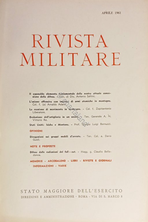 Stato Maggiore dell'Esercito - Rivista Militare - Aprile 1961