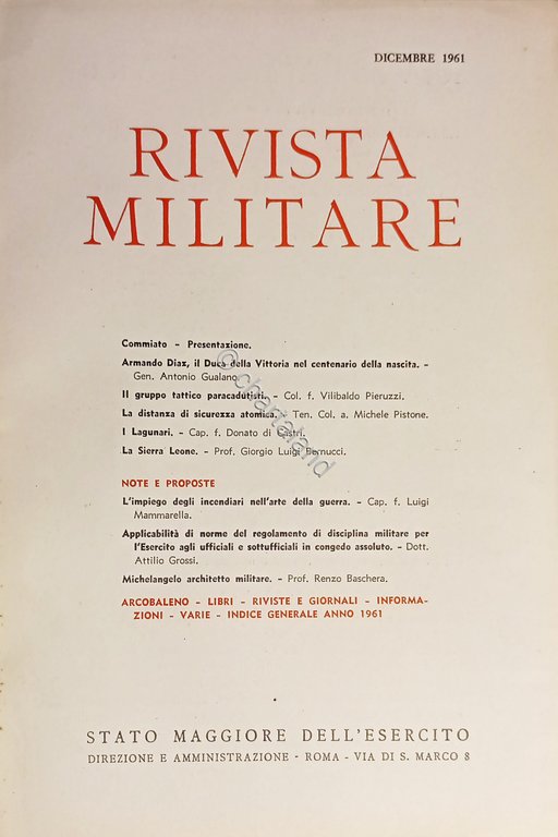 Stato Maggiore dell'Esercito - Rivista Militare - Dicembre 1961