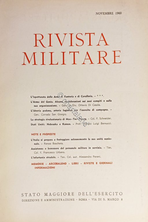 Stato Maggiore dell'Esercito - Rivista Militare - Novembre 1960