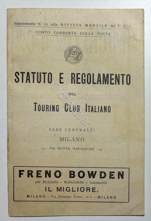 Statuto e Regolamento del Touring Club Italiano 1904