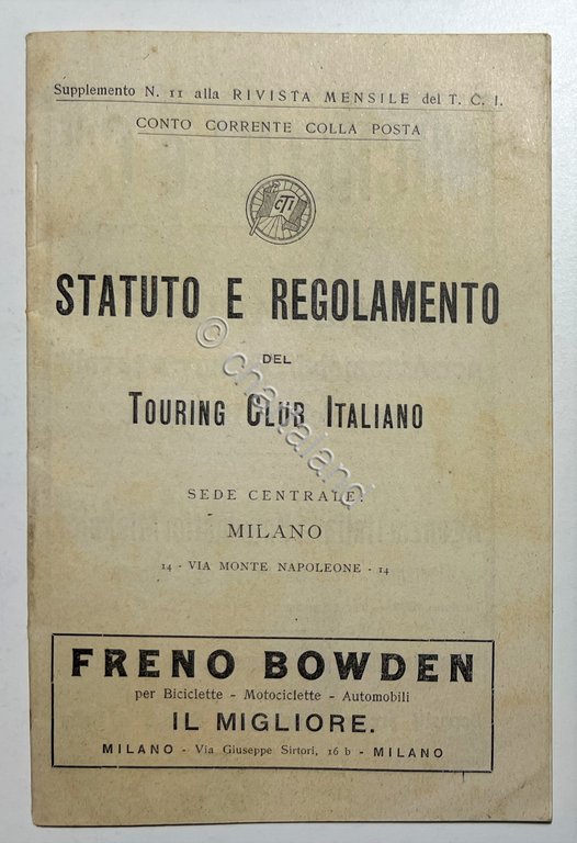 Statuto e Regolamento del Touring Club Italiano 1904
