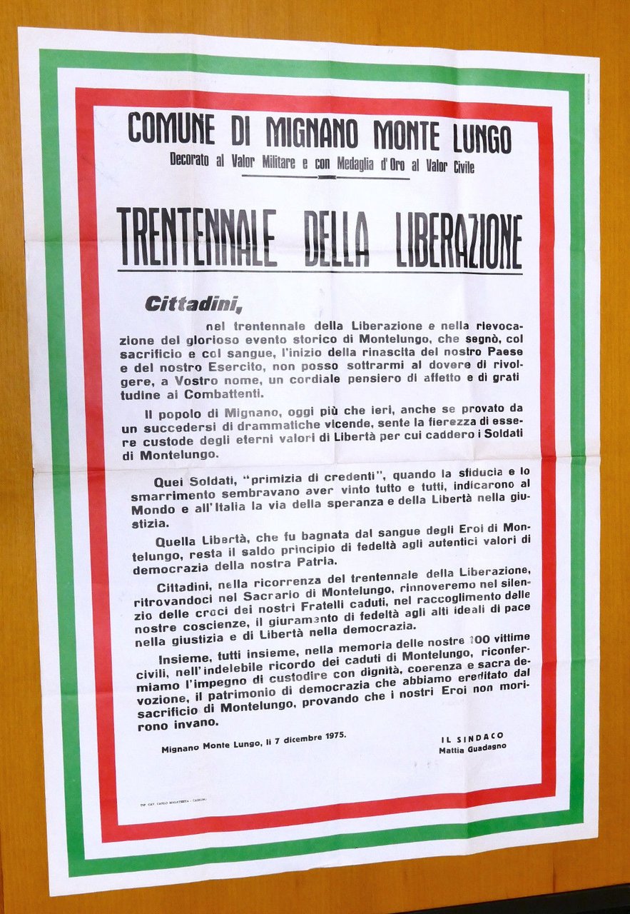 Storia - Comune di Mignano Monte Lungo - Manifesto Trentennale …