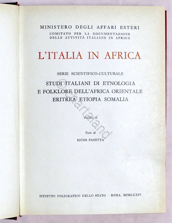Storia - L'italia in Africa - Serie scientifico-culturale - Tomo …