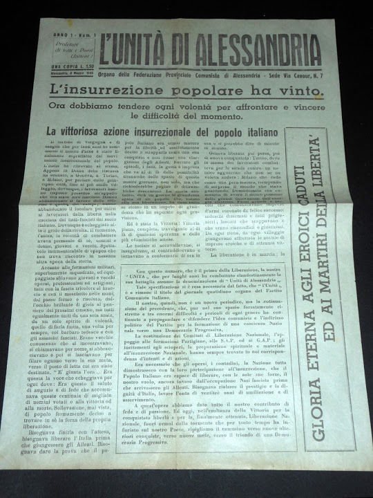 Storia Comunismo Giornale L' Unità di Alessandria anno 1, n. … | Immagine principale