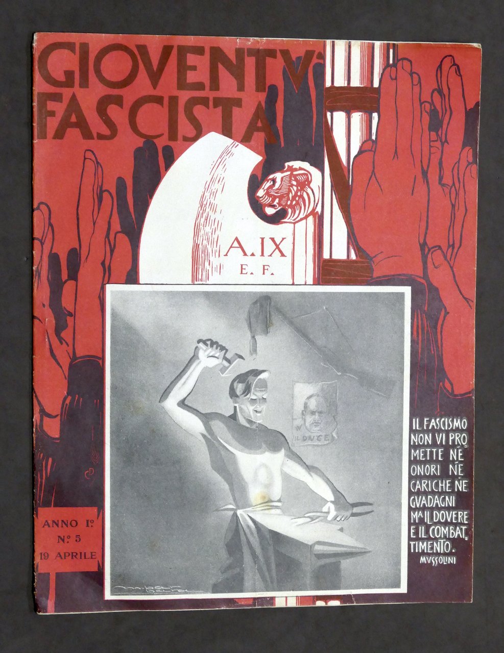 Storia Fascismo - Rivista Gioventù Fascista - Anno I N. …