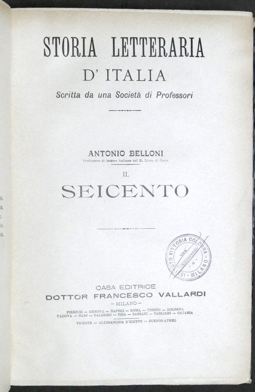 Storia letteraria d'Italia - A. Belloni - Il Seicento - … | Immagine Gallery 3