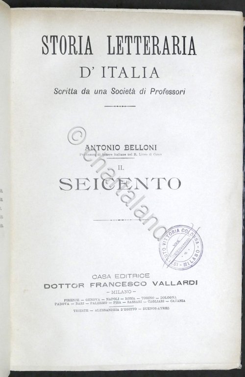 Storia letteraria d'Italia - A. Belloni - Il Seicento - … | Immagine Gallery 2