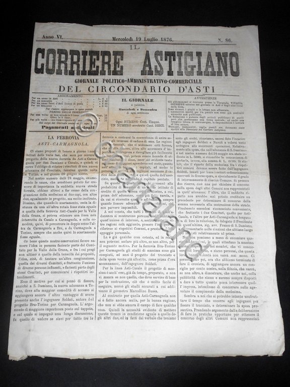 Storia Locale Asti - Giornale Il Corriere Astigiano - n. …