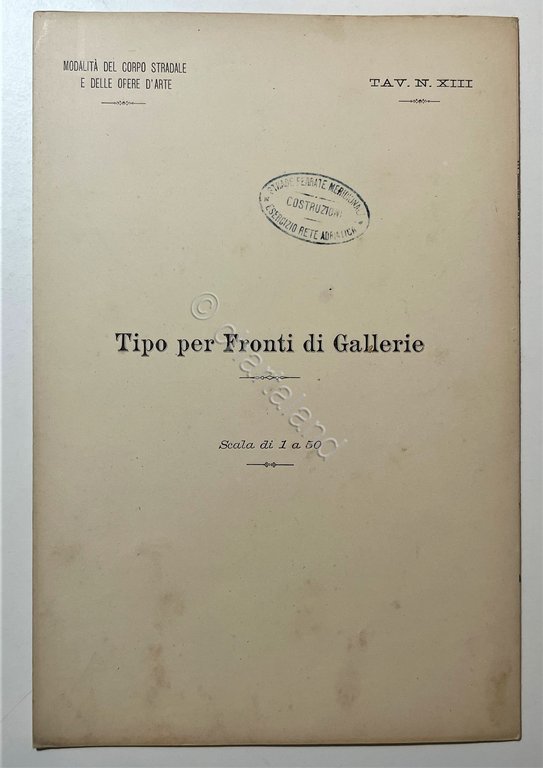 Strade Ferrate - Tipo per Fronti di Gallerie, Tavola N. …