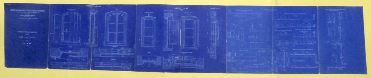 Strade Ferrate Meridionali Cianotipia imposte finestre Case Cantoniere 1930 ca.