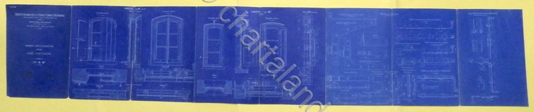 Strade Ferrate Meridionali Cianotipia imposte finestre Case Cantoniere 1930 ca.