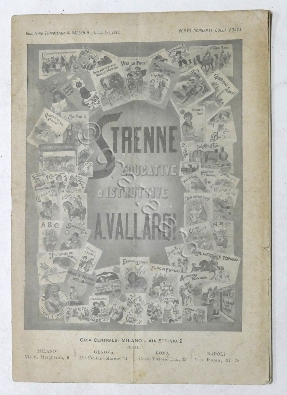 Strenne educative e istruttive A. Vallardi Bollettino Trimestrale Dicembre 1916