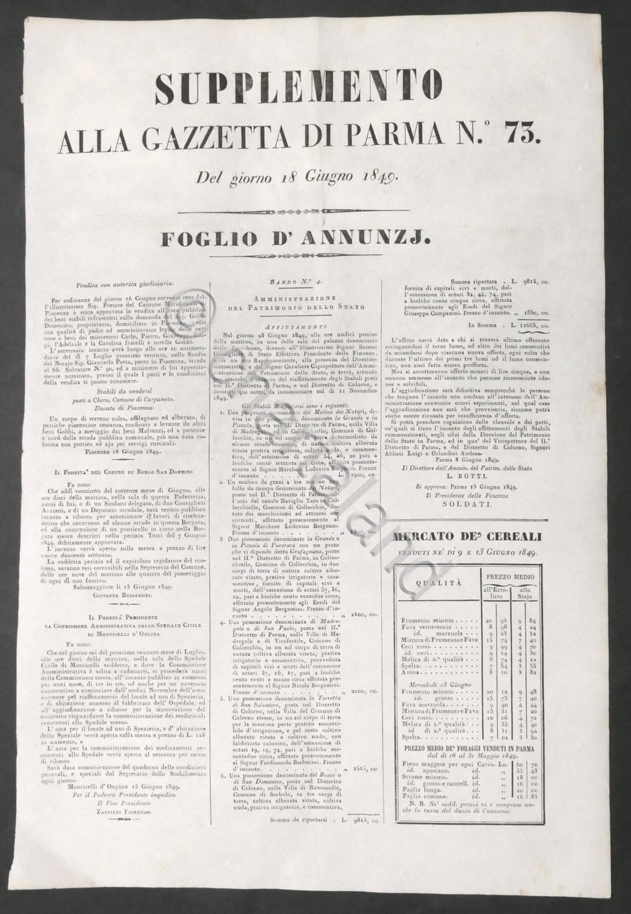 Supplemento alla Gazzetta di Parma N. 73 - 18 Giugno …