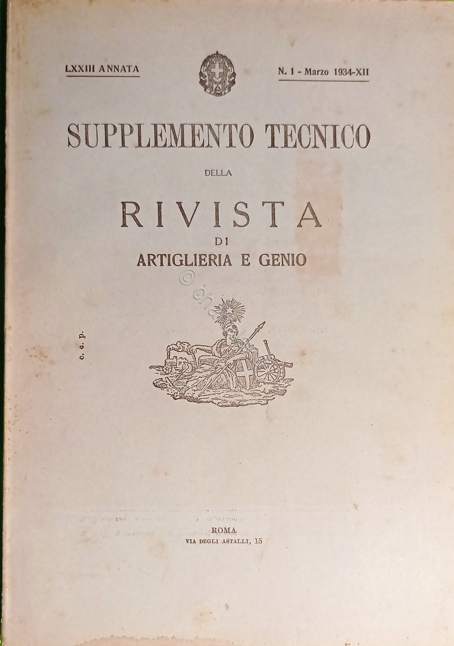 Supplemento Tecnico Rivista di Artiglieria e Genio N. 1 LXXIII …