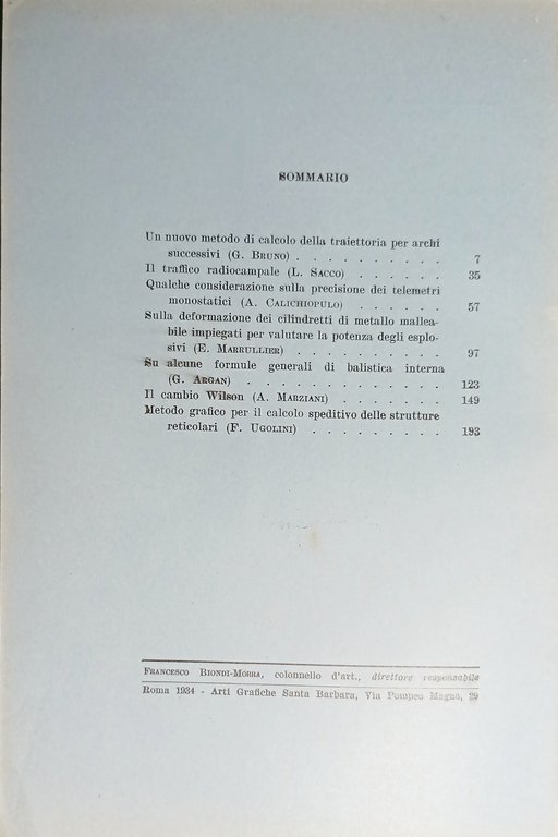Supplemento Tecnico Rivista di Artiglieria e Genio N. 1 LXXIII …