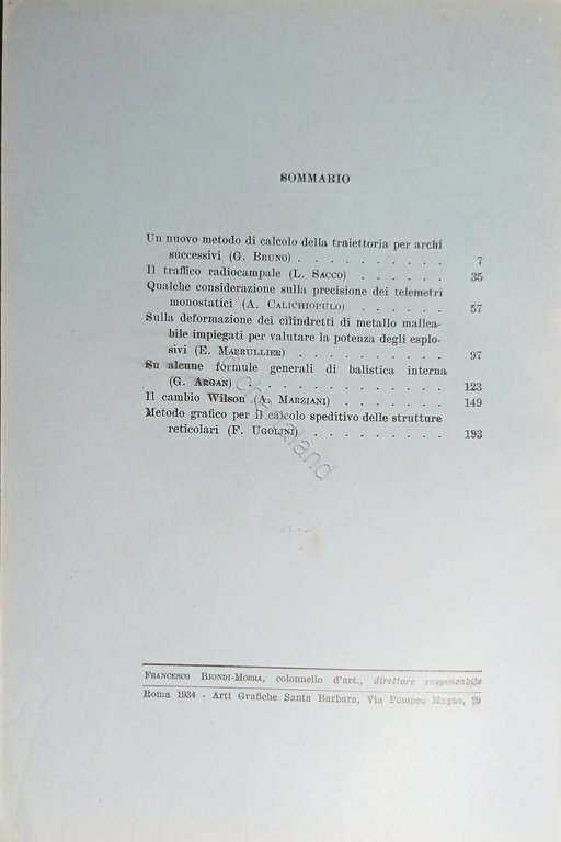 Supplemento Tecnico Rivista di Artiglieria e Genio N. 1 LXXIII …