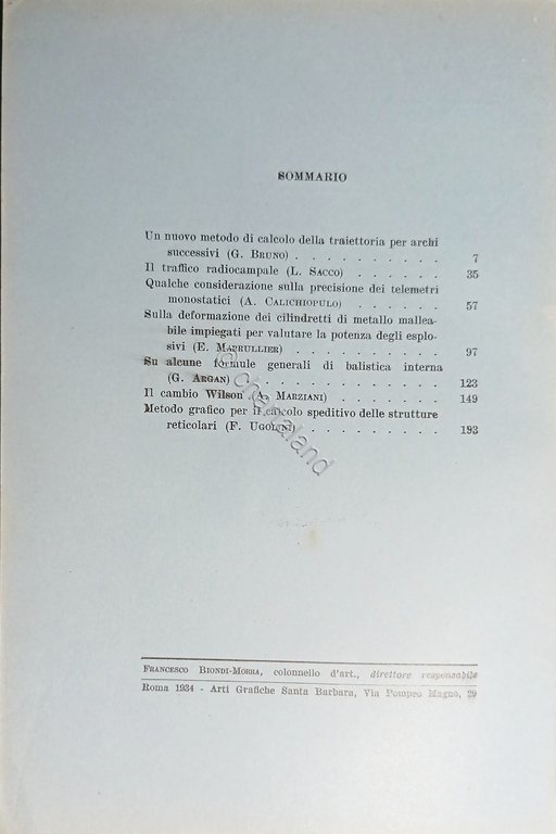 Supplemento Tecnico Rivista di Artiglieria e Genio N. 1 LXXIII …