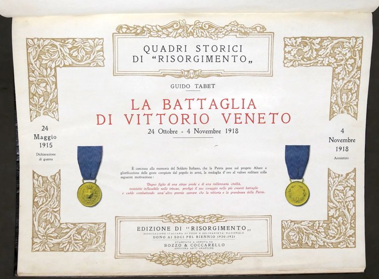Tabet - La battaglia di Vittorio Veneto 24 ottobre - 4 novembre 1918 - ed. 1923