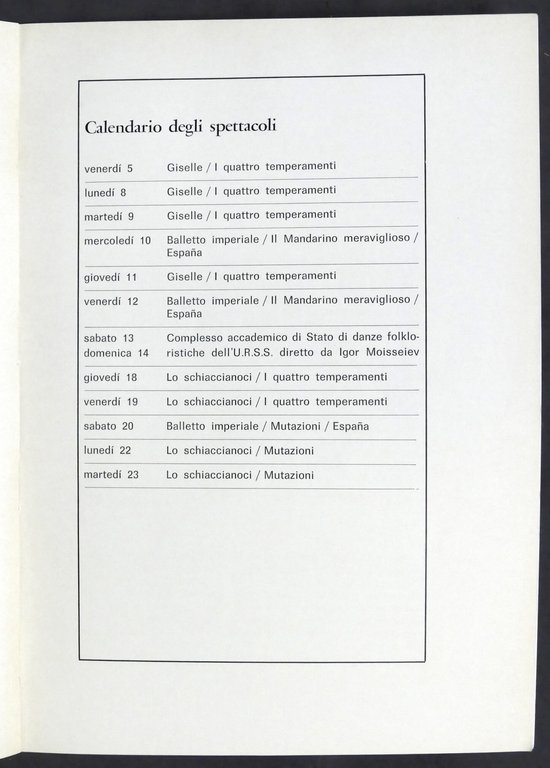 Teatro Alla Scala - Milano - Stagione di Balletti 1969