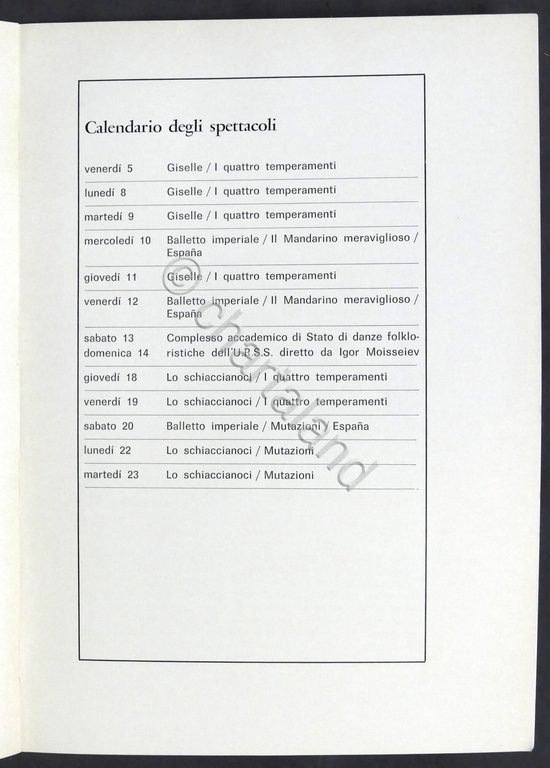 Teatro Alla Scala - Milano - Stagione di Balletti 1969