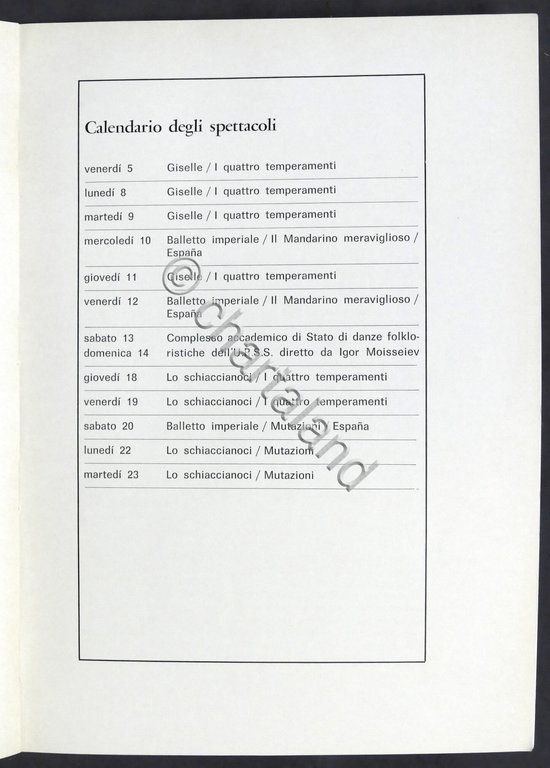 Teatro Alla Scala - Milano - Stagione di Balletti 1969