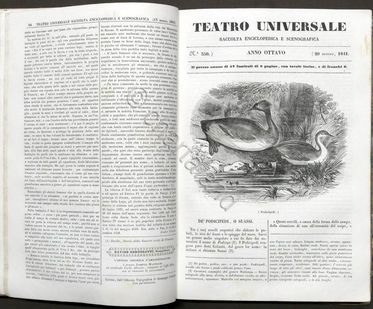 Teatro Universale - Raccolta Enciclopedica e Scenografica - Anno Ottavo …