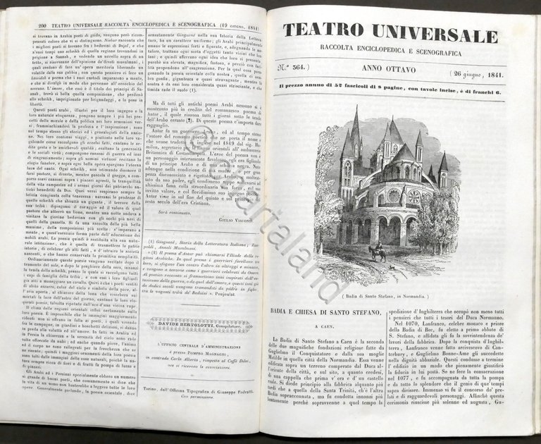 Teatro Universale - Raccolta Enciclopedica e Scenografica - Anno Ottavo …