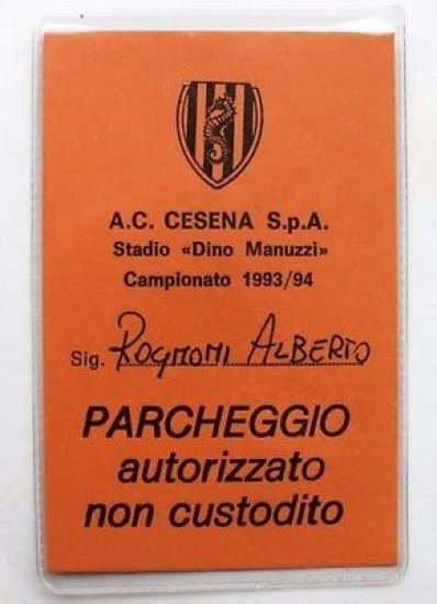 Tessera parcheggio Rognoni Alberto Fondatore AC Cesena 1993 | Immagine principale