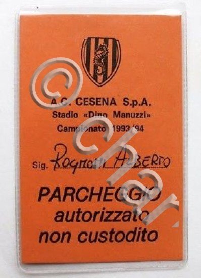 Tessera parcheggio Rognoni Alberto Fondatore AC Cesena 1993 | Immagine Gallery 2