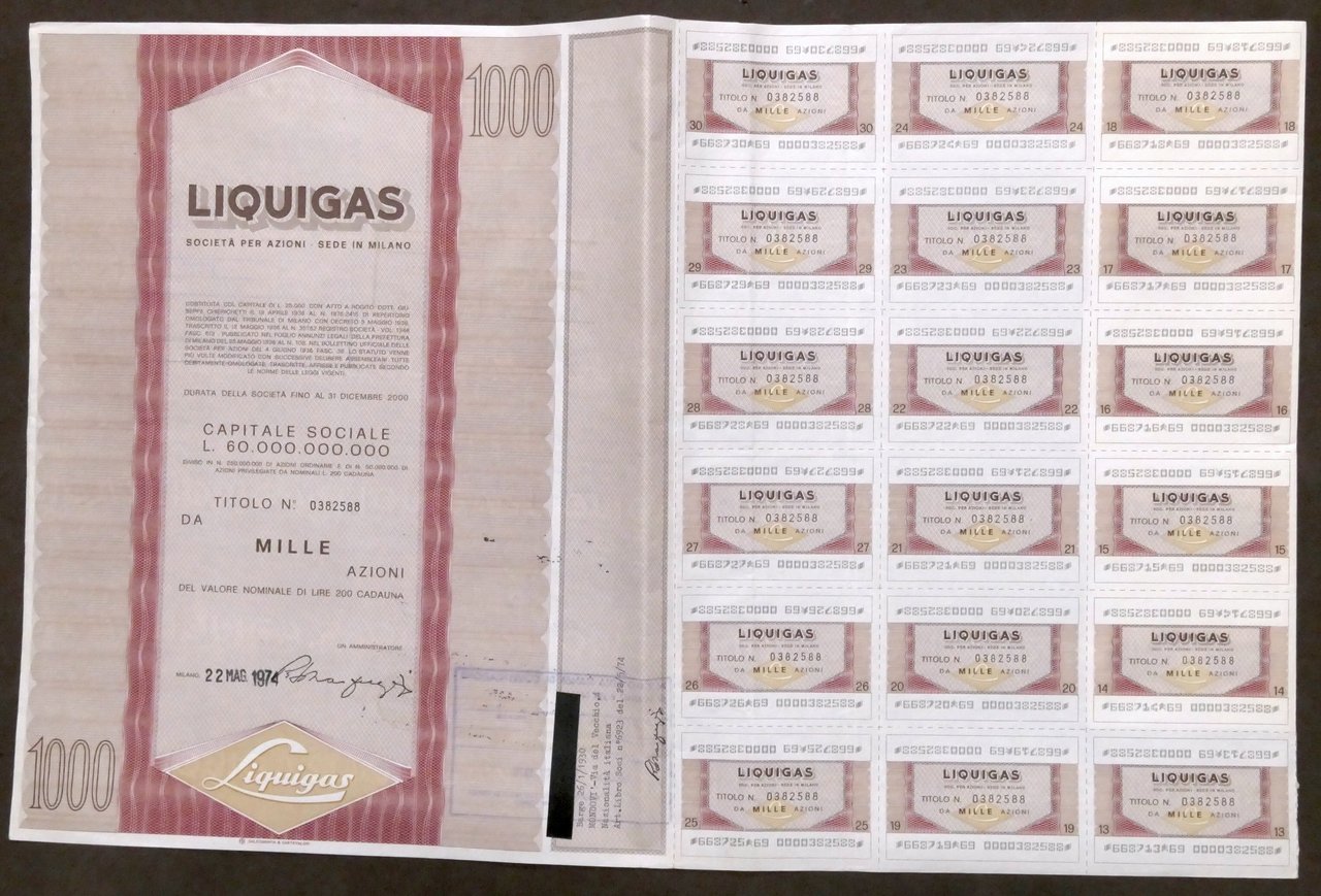 Titolo Azionario - Liquigas - Società per Azioni sede in … | Immagine principale
