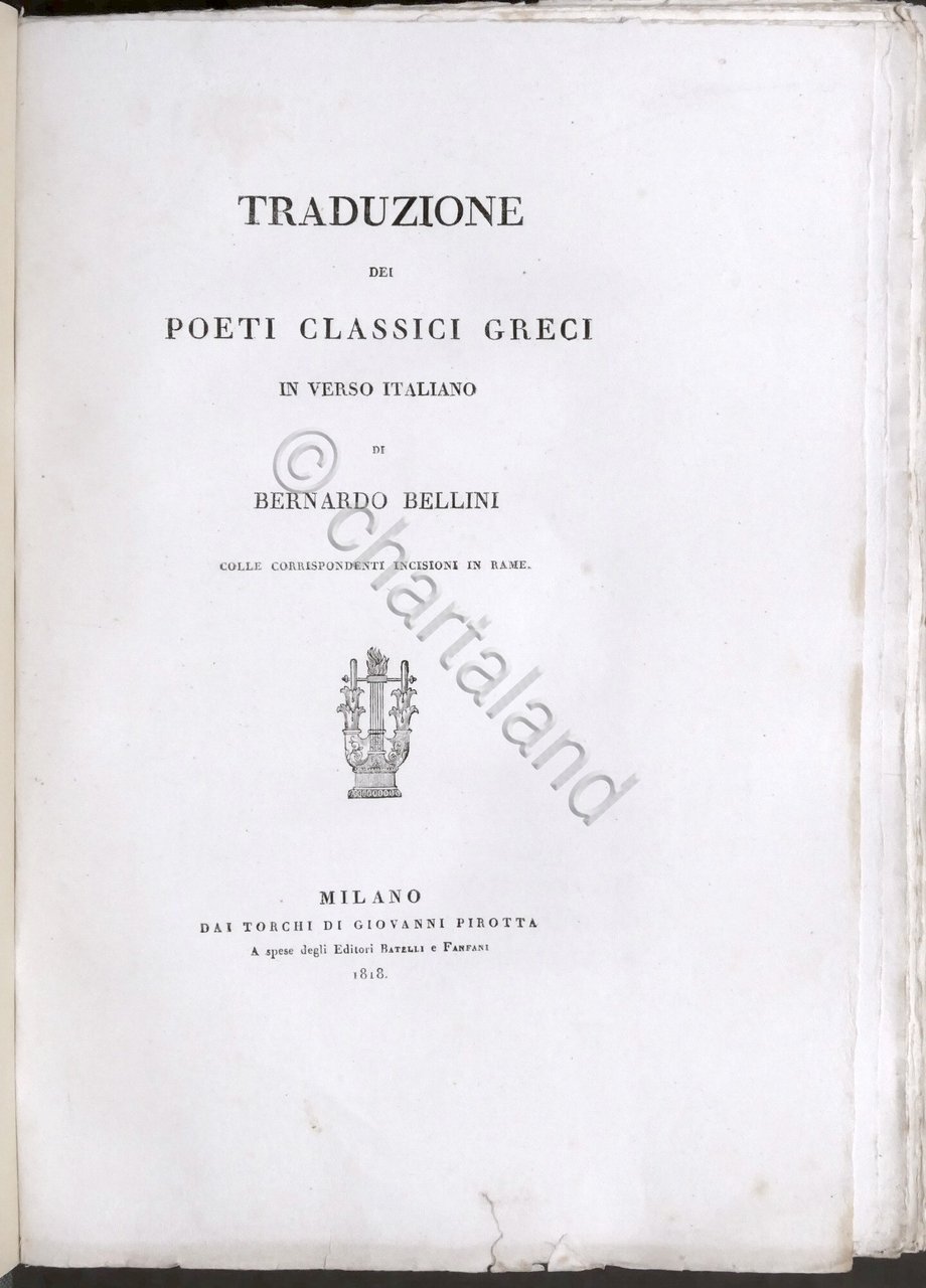 Traduzione dei poeti classici greci in verso italiano di Bernardo … | Immagine principale