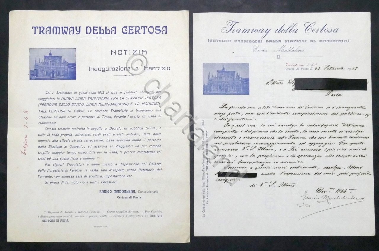 Tramway della Certosa di Pavia Inaugurazione e Esercizio: notizia e …