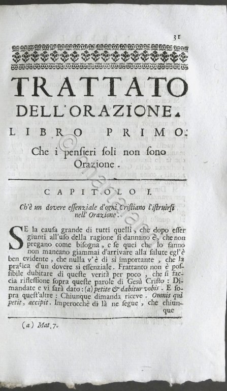 Trattato dell'Orazione diviso in sette libri di M. di Cantaresme …