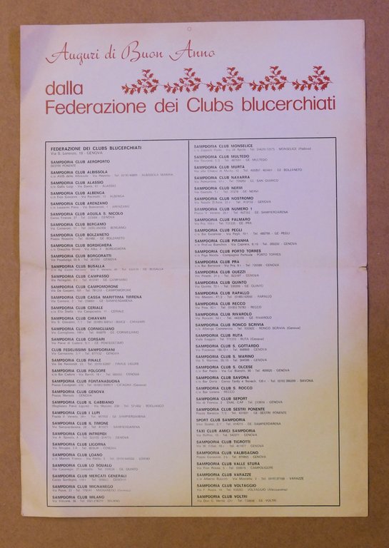 U.C. Sampdoria - Calendario 1980 - Campionato Calcio - Elenco …