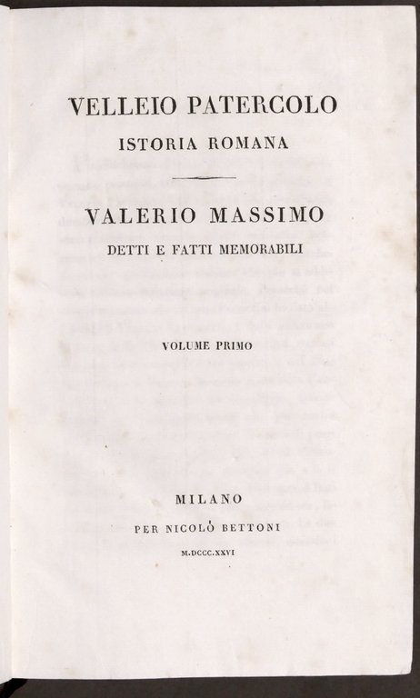 V. Patercolo - Istoria Romana / Valerio Massimo - Detti …