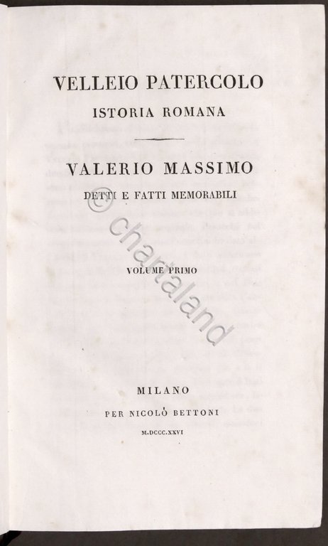 V. Patercolo - Istoria Romana / Valerio Massimo - Detti …