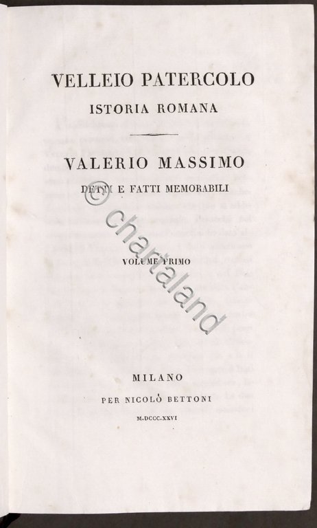 V. Patercolo - Istoria Romana / Valerio Massimo - Detti …