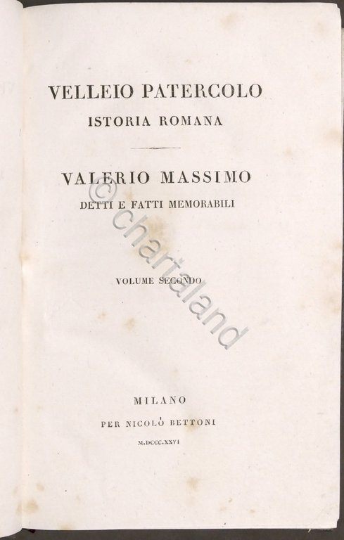V. Patercolo - Istoria Romana / Valerio Massimo - Detti …